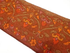 手織り真綿紬　花更紗模様織り出し　名古屋帯